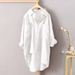 Women's Clothing Solid Color Shirt Spring And Summer All Match New Women's Cardigan Double Pocket Long Sleeved Temperament Top_ecoleips.com