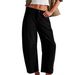 K New Women's High Waisted Casual Pants Solid Color Loose Straight Leg Pants_ecoleips.com