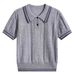 Women's Knit Sweater Summer New Fashion College Style Color Block Pullover Top_ecoleips.com