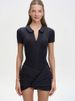 JULISSA MO Irregular Turn-down Collar Zipper Women Bodysuit Short Sleeve High Waist Bodysuit Spring Slim Elegant Sporty Playsuit_ecoleips.com