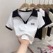 Women's Clothing Lapel Short Sleeved T Shirt Over There Summer New Pure Desire Style V Neck Short Tops Stylish Polo Shirt_ecoleips.com