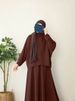 Verve 2025 New Muslim Women's Clothing Solid Color Knitted Loose Hooded Top Set_ecoleips.com