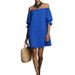 2026 New Vintage Artistic Patchwork Dress, Solid Color Lantern Sleeves, Loose Waist, Short Sleeve, Casual Straight Dress_ecoleips.com