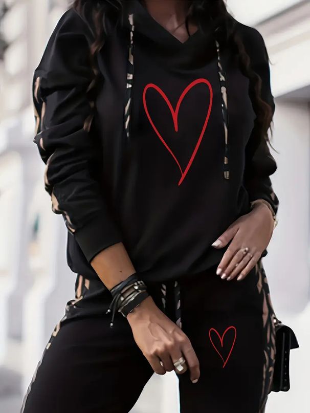 Women's Clothing Women's Long Sleeve Hooded Striped Two Piece Set Early Autumn Casual Fashion For Formal & Casual For Women_ecoleips.com