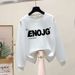 Women's Thickened Fleece Lined Pure Cotton Sweatshirt round Neck Simple Letter Print Autumn Winter Fashion Top_ecoleips.com