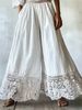 Solid Color Women's Wide Leg Pants Four Way Stretch Lace Trim Casual Summer Bottoms New Arrival_ecoleips.com