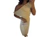 French Style Asymmetrical One Shoulder Waist Cinched Dress Pleated Slim Fit Midi Dress Elegant Casual Party Evening Cocktail Dress_ecoleips.com