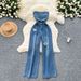 Women's Clothing Chic Internet Celebrity New Design Sense Hollow Sleeveless High Waist Slimming Hole Casual Denim Jumpsuit_ecoleips.com