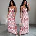 Slim Fit V Neck Long Dress Style Printed Suspender Fashion Relaxed Everyday Wear Comfortable Feshion_ecoleips.com