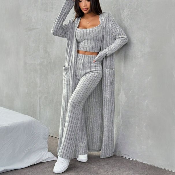 Women's Clothing Autumn And Winter Lazy Style Fashion Suits Fashionable Leisure Home Knitted Three Piece Suits_ecoleips.com