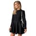 A Stylish Black A-Line Dress With Long Sleeves For Spring/Summer, Perfect For Women's Daily Commutes._ecoleips.com