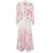Elegant Floral Print Chiffon Dress With Lantern Sleeves & Peplum Hem - A-Line Long Dress For Women (Pink, Light Blue, Lavender)_ecoleips.com