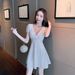 Slimming Black Mini Nightclubs, Summer Low-cut V-neck, Tummy-concealing, Nightclub Workwear, Sexy Dress For Women_ecoleips.com