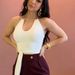 Women's Fashion Sleeveless Halter Neck Top Solid Color Sexy Tie Waist Short Vest Style_ecoleips.com