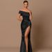 Women's Clothing One Shoulder Dress Slit Celebrity Style Temperament Sexy Slit Long Dress_ecoleips.com