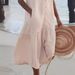 2025 Summer Export Solid Color Cotton Strap Style Elegant Commuter Trendy Long Loose Waist V-neck Pink Dress_ecoleips.com