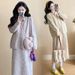 Autumn Winter New Korean Style 2-Piece Knitted Maternity Dress For Pregnant Women_ecoleips.com