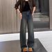 Loose Straight-leg Jeans Women, New Spring And Autumn Style, Plus-size Retro Slim-fit Narrow Wide-leg Pants For_ecoleips.com