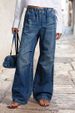 Women's Clothing Mid waist Wide leg Pleated Loose Jeans Women's Street Retro Straight Pants _ecoleips.com