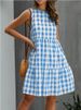 Women's Clothing Summer Casual Pocket Plaid Sleeveless Splicing Large Swing Loose Vest Dress Fashion Dress_ecoleips.com