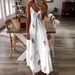 Women's Clothing Slim Fit Feather Print Maxi Dress Sleeveless Low Cut V Neck Spaghetti Strap Women's New Arrival_ecoleips.com