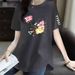 Women's Clothing T Shirt For Women Medium And Long Print Slim Fit Large Size Loose Slit T Shirt Top_ecoleips.com