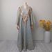Muslim Dress Women Elegant Embroidered Abaya Dress – Breathable Polyester Chiffon Modest Long Dress With Flared Sleeves (Green, Beige, White, M-Xxl)_ecoleips.com