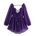 Elegant V-Neck Off-Shoulder Ruffle Dress With Tie Sleeves - Flowy Summer Midi Dress For Women Flattering V-Neck Off-Shoulder Design_ecoleips.com