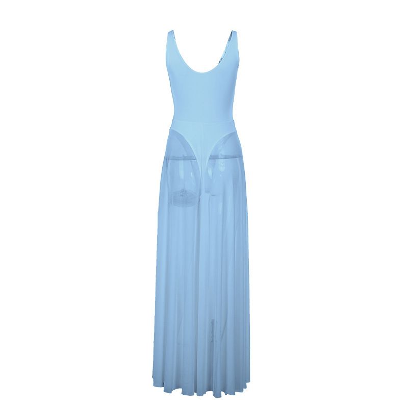 Women's Clothing New Sexy Long Skirt Celebrity Style Temperament Holiday Slim Mesh A Line Dress_ecoleips.com