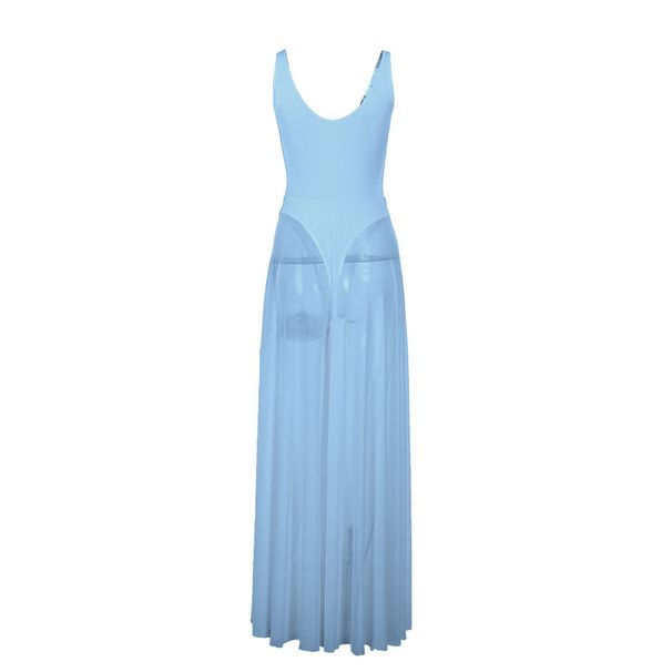 Women's Clothing New Sexy Long Skirt Celebrity Style Temperament Holiday Slim Mesh A Line Dress_ecoleips.com