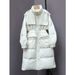 90 White Duck Down Jacket Women 2025 Winter New Korean Style Loose Over-the-Knee Mid-Length Fashion Thickened Coat Tide_ecoleips.com