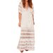 European And American Women's Clothing Spring And Summer New Fashion Solid Color Lace Dress Temperament Elegant Dress Party Long Skirt_ecoleips.com