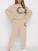 Women's Casual Two Piece Set Fleece Lined Thick Fashion Print European American Style Autumn Winter Clothing_ecoleips.com