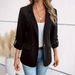 Women's Clothing Fashion Solid Color All match Long Sleeve Suit Jacket Women's Clothing_ecoleips.com