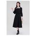 French Style Two-Piece Elegant High-End Black Long Sleeve Plus Size Autumn Winter Women's Waist-Cinching Dress_ecoleips.com