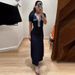 Women's Clothing Denim Tassel Trim Stitching Knitted Dress_ecoleips.com