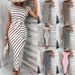 Women's Long Sleeveless Belted Tunic Dress, Striped Round Neck Casual Maxi Dress For Daily Wear_ecoleips.com