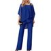 Women's Batwing Sleeve Off-Shoulder Top with Irregular Hem And Matching Pants Elegant Two-Piece Party Set for Spring/Summer/Autumn_ecoleips.com