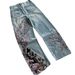 European And American Plum Blossom Embroidery 2025 Autumn Denim Style Street Fashion Embroidered Straight Pants_ecoleips.com
