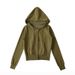 Women's Knitted Hooded Zip-Up Long Sleeve Sweatshirt - Short Length With Pockets & Drawstring - Casual Streetwear Pullover_ecoleips.com