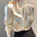 Champagne Satin Long-Sleeve Blouse Elegant Scarf Collar With Delicate Bow Tie – Premium Polyvinyl Alcohol Fiber – Versatile Office-to-Evening Wear_ecoleips.com