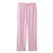 Women's 1-Pair Sleep Pants, Plaid Cotton Gauze, Lightweight Relaxed Fit Spring Summer Loungewear_ecoleips.com