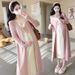 Autumn Winter New Korean Version Two-Piece Lace Patchwork Knitted Color-Block Tie Maternity Dress_ecoleips.com