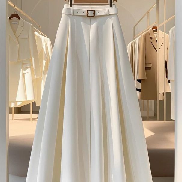 Medium Length Suit Pleated 2025 New High Waist Slim Skirt Pleated Long Skirt For Women_ecoleips.com