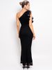 Mozision Shoulder Floral Mesh Ruched Sexy Maxi Dress For Women Gown Oblique Shoulder Sleeveless Backless Bodycon Long Dress_ecoleips.com