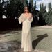 Women's Clothing Women's Sexy Slim Dress V-Neck Shawl Sleeve Hollow White Skirt_ecoleips.com