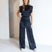 Women's Clothing Solid Color Stand Up Collar Sleeveless Loose Satin Backless Wide Leg Jumpsuit_ecoleips.com