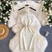 Women's Halter Neck Knitted Dress Slim Fit High Waist A-Line Skirt White Summer Korean Style Commute Appropriate_ecoleips.com