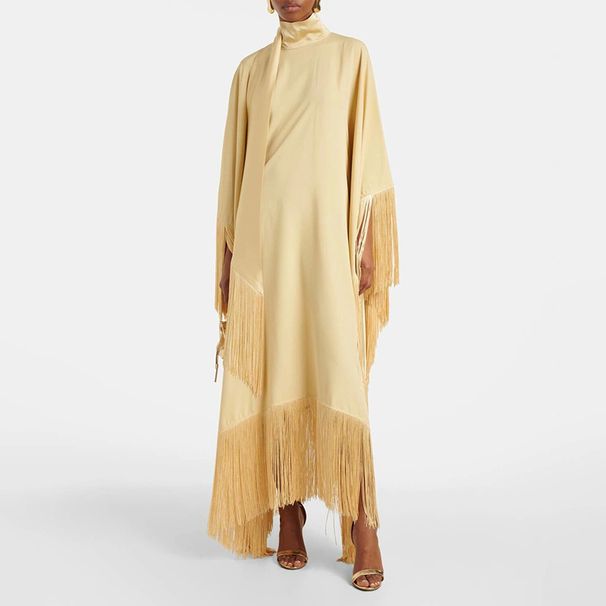 New 2026 Tassel Women's Elegant Long Dress Fashion O-neck Batwing Sleeve Loose Banquet Dress Casual Formal Occasion Guest Dress_ecoleips.com