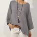In-stock 2025 Model Cross-border European And American Foreign Trade Top, Solid Color Cotton-linen Round-neck Raglan_ecoleips.com